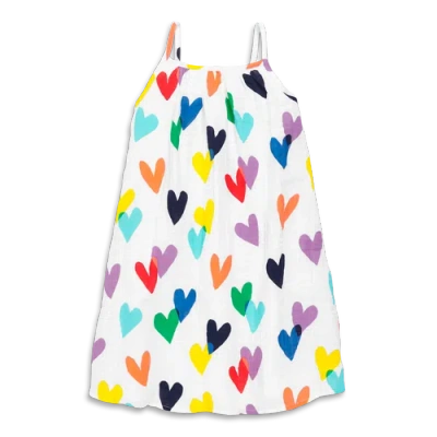 Primary Kids Cotton Gauze Tank Dress In Rainbow Confetti Hearts