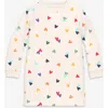 Primary Kids Cozy Fleece Dress In Rainbow Confetti Hearts In Brown