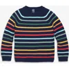 Primary Kids Crewneck Stripe Sweater In Blue