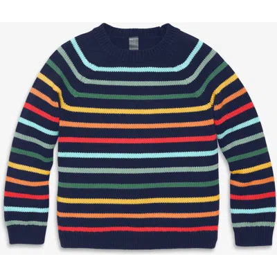 Primary Kids Crewneck Stripe Sweater In Blue