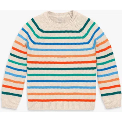 Primary Kids Crewneck Stripe Sweater In Neutral