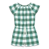 Primary Kids Drawstring Romper In Gingham In Chive Sunwashed Teal Gingham