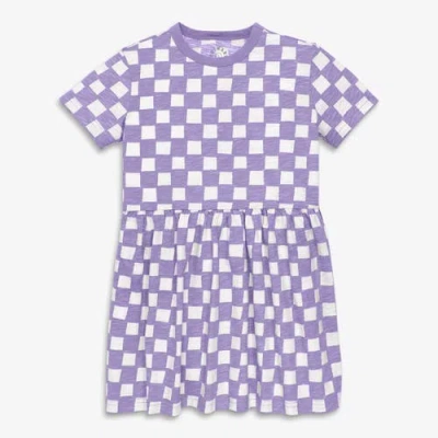 Primary Kids Easy Dress In Checks In Purple