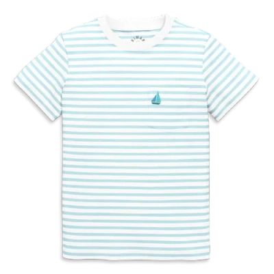 Primary Kids Embroidered Pocket Tee In Stripe In Saltwater White Stripe
