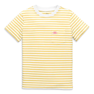 Primary Kids Embroidered Pocket Tee In Stripe In Sunlight White Stripe