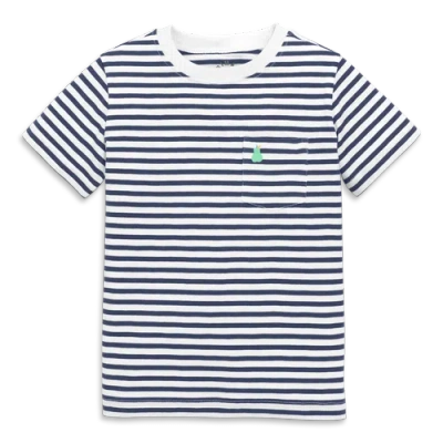 Primary Kids Embroidered Pocket Tee In Stripe In Sunwashed Navy White Stripes