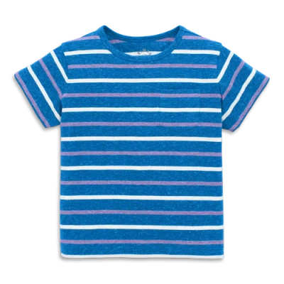 Primary Kids Heathered Beach Tee In Stripe In Blueberry Multi Striped