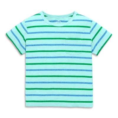 Primary Kids Heathered Beach Tee In Stripe In Mist Multi Striped
