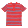 Primary Kids Heathered Henley Tee In Stripe In Poppy Blueberry Stripe