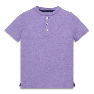 Primary Kids Heathered Henley Tee In Iris