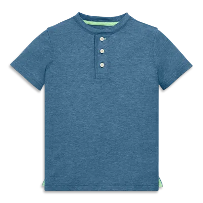 Primary Kids Heathered Henley Tee In Moonlight