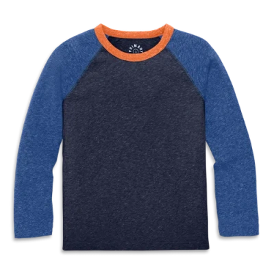 Primary Kids Heathered Long Sleeve Baseball Tee In Blue