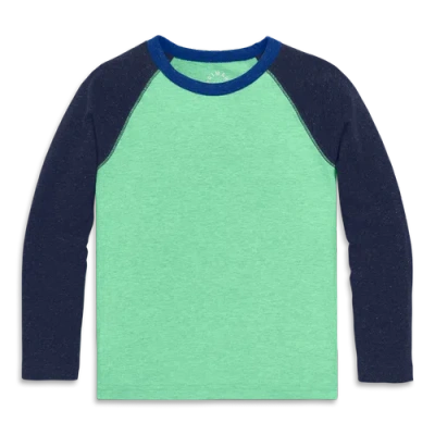 Primary Kids Heathered Long Sleeve Baseball Tee In Green