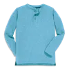Primary Kids Heathered Long Sleeve Henley Tee In Blue