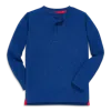 Primary Kids Heathered Long Sleeve Henley Tee In Blue