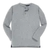 Primary Kids Heathered Long Sleeve Henley Tee In Gray