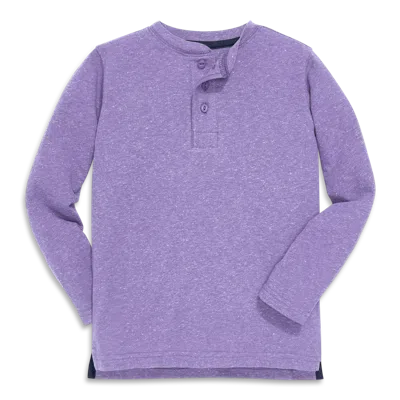 Primary Kids Heathered Long Sleeve Henley Tee In Purple