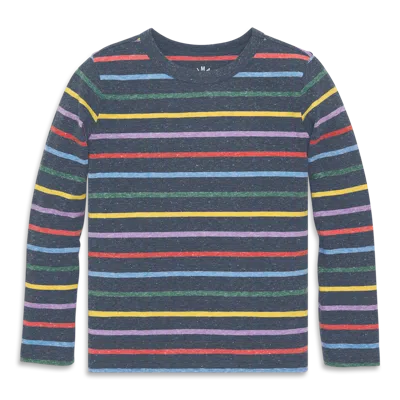 Primary Kids Heathered Long Sleeve Rainbow Stripe Tee In Multi