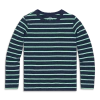 Primary Kids Heathered Long Sleeve Stripe Tee In Blue