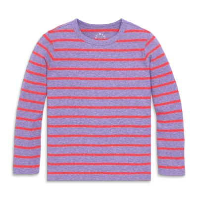 Primary Kids Heathered Long Sleeve Stripe Tee In Multi