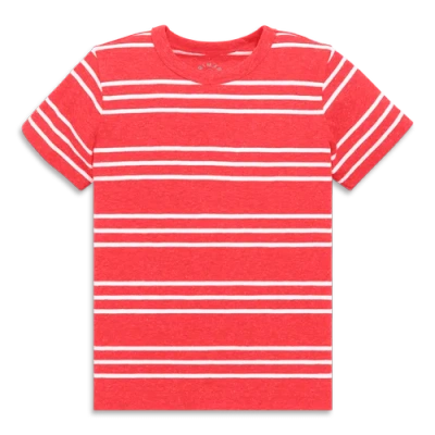 Primary Kids Heathered Tee In Stripe In Strawberry White Stripe
