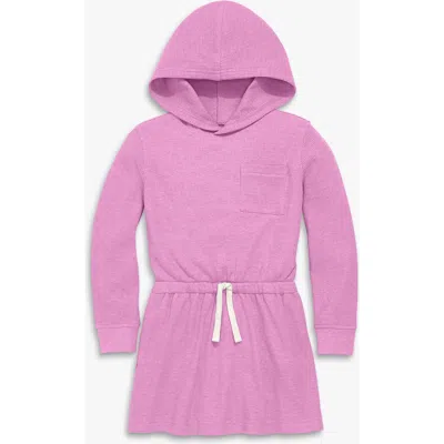 Primary Kids Heathered Waffle Hoodie Drawstring Dress In Purple