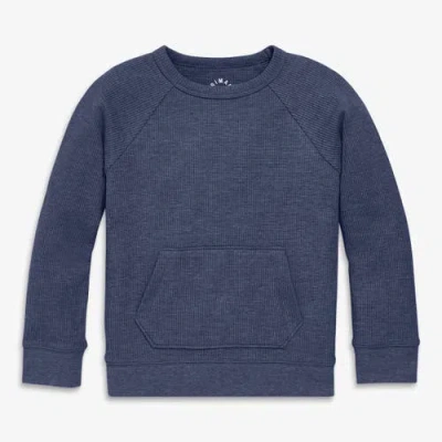 Primary Kids Heathered Waffle Pocket Tee In Blue