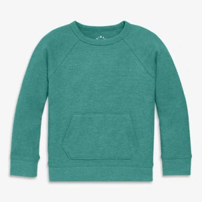Primary Kids Heathered Waffle Pocket Tee In Green