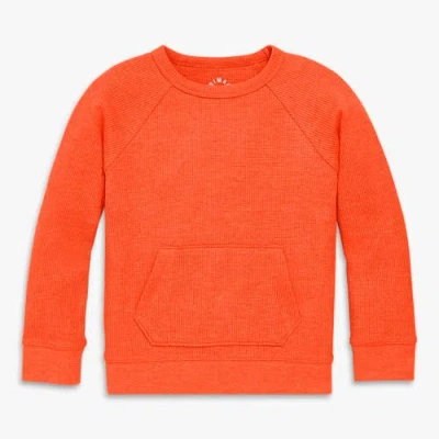 Primary Kids Heathered Waffle Pocket Tee In Orange