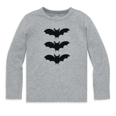 Primary Kids Long Sleeve Bat Tee In Gray