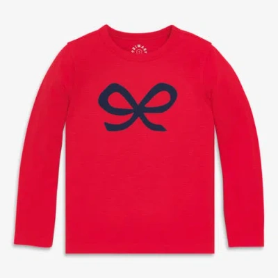 Primary Kids Long Sleeve Bow Tee In Red