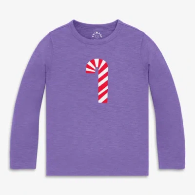 Primary Kids Long Sleeve Candy Cane Tee In Animal Print