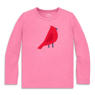 Primary Kids Long Sleeve Cardinal Tee In Pink