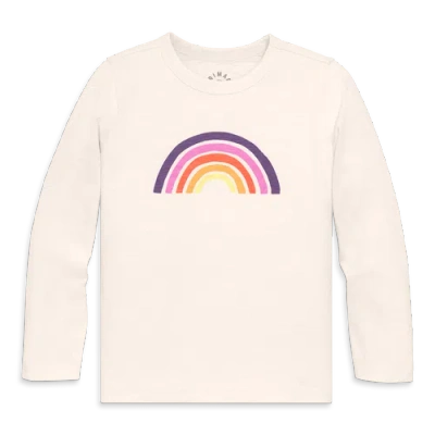 Primary Kids Long Sleeve Cutout Rainbow Tee In Multi
