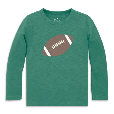 Primary Kids Long Sleeve Football Tee In Green