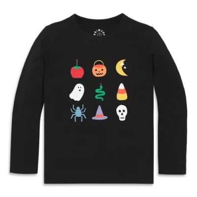 Primary Kids Long Sleeve Halloween Treats Tee In Black