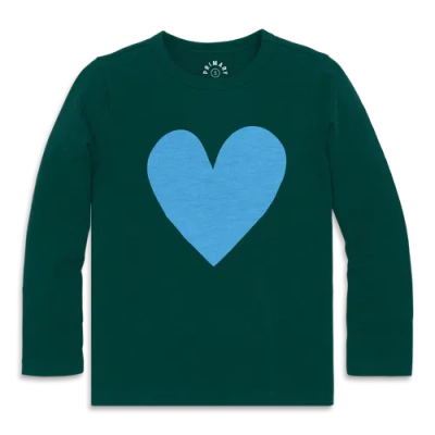 Primary Kids Long Sleeve Heart Tee In Green