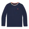 Primary Kids Long Sleeve Heathered Embroidered Heart Tee In Black