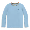 Primary Kids Long Sleeve Heathered Embroidered Heart Tee In Blue