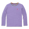 Primary Kids Long Sleeve Heathered Embroidered Heart Tee In Purple