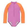 Primary Kids Long Sleeve One-piece Baseball Rash Guard In Lilac Cantaloupe