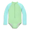 Primary Kids Long Sleeve One-piece Baseball Rash Guard In Pear Mist