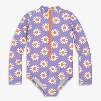Primary Kids Long Sleeve One-piece Rash Guard In Daisies In Purple