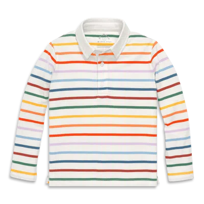 Primary Kids Long Sleeve Polo In White
