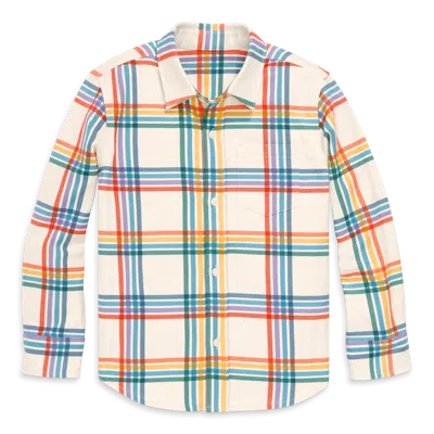 Primary Kids Long Sleeve Rainbow Flannel Button Down In Multi