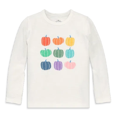 Primary Kids Long Sleeve Rainbow Pumpkin Tee In White