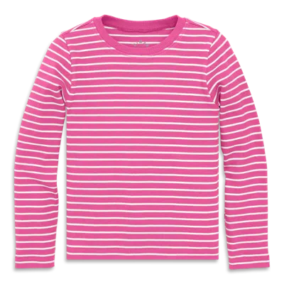 Primary Kids Long Sleeve Rib Tee In Stripe In Multi