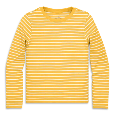 Primary Kids Long Sleeve Rib Tee In Stripe In Yellow