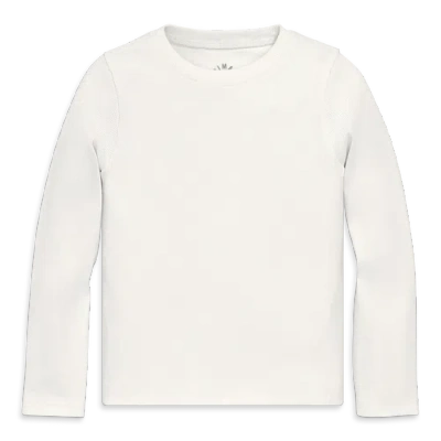 Primary Kids Long Sleeve Rib Tee In White