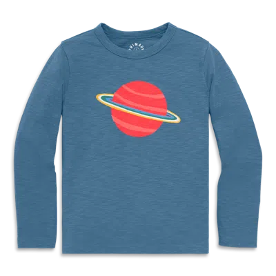 Primary Kids Long Sleeve Saturn Tee In Blue